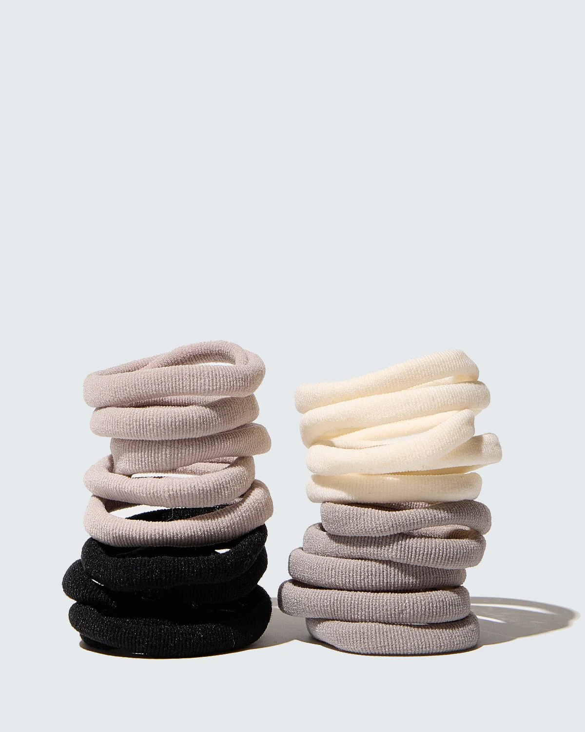 Elastic Hair Ties, 20-Pack, Wit/Grijs/Zwart