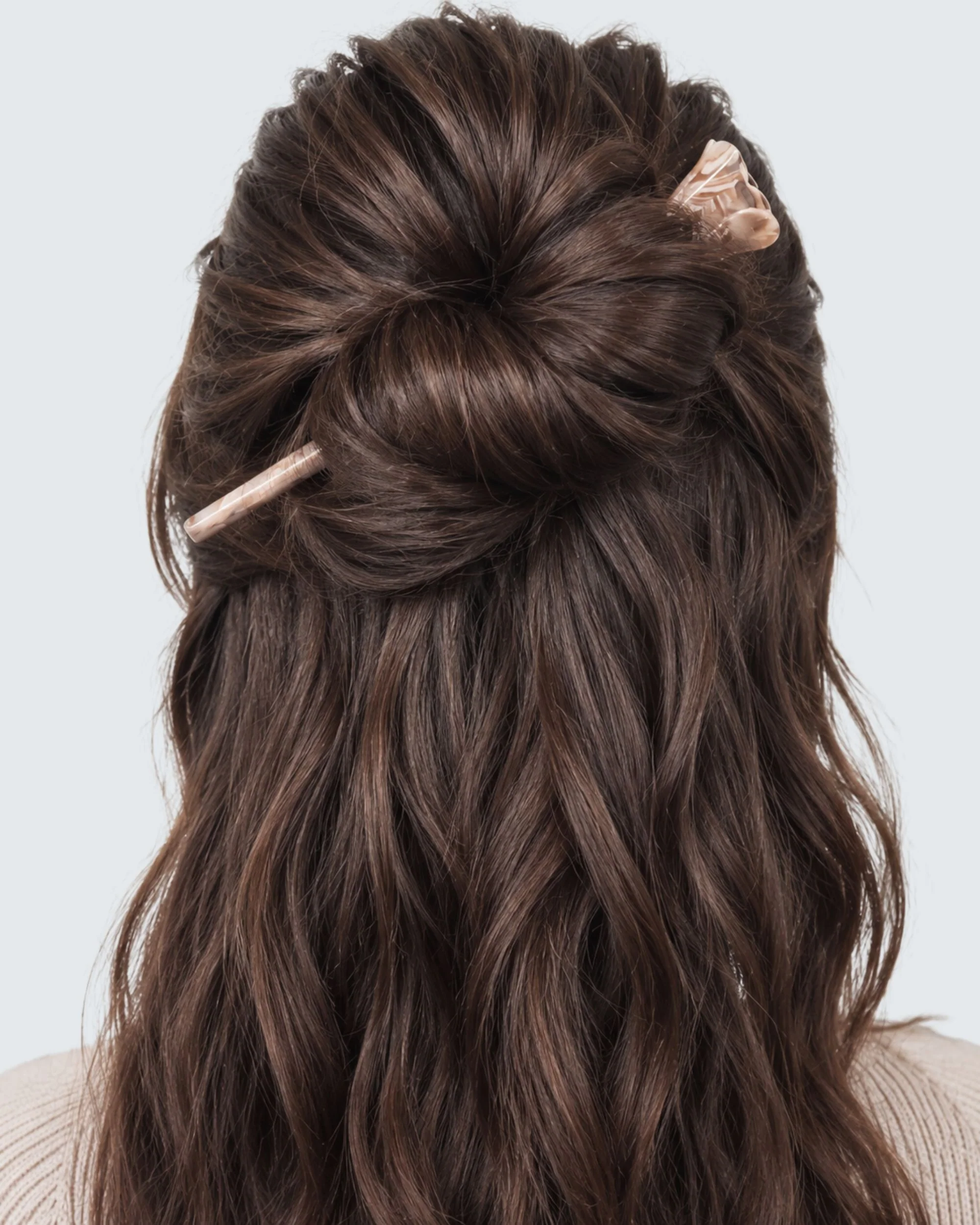 Flower Chopstick Hair Pin, Beige Shell - Image 5
