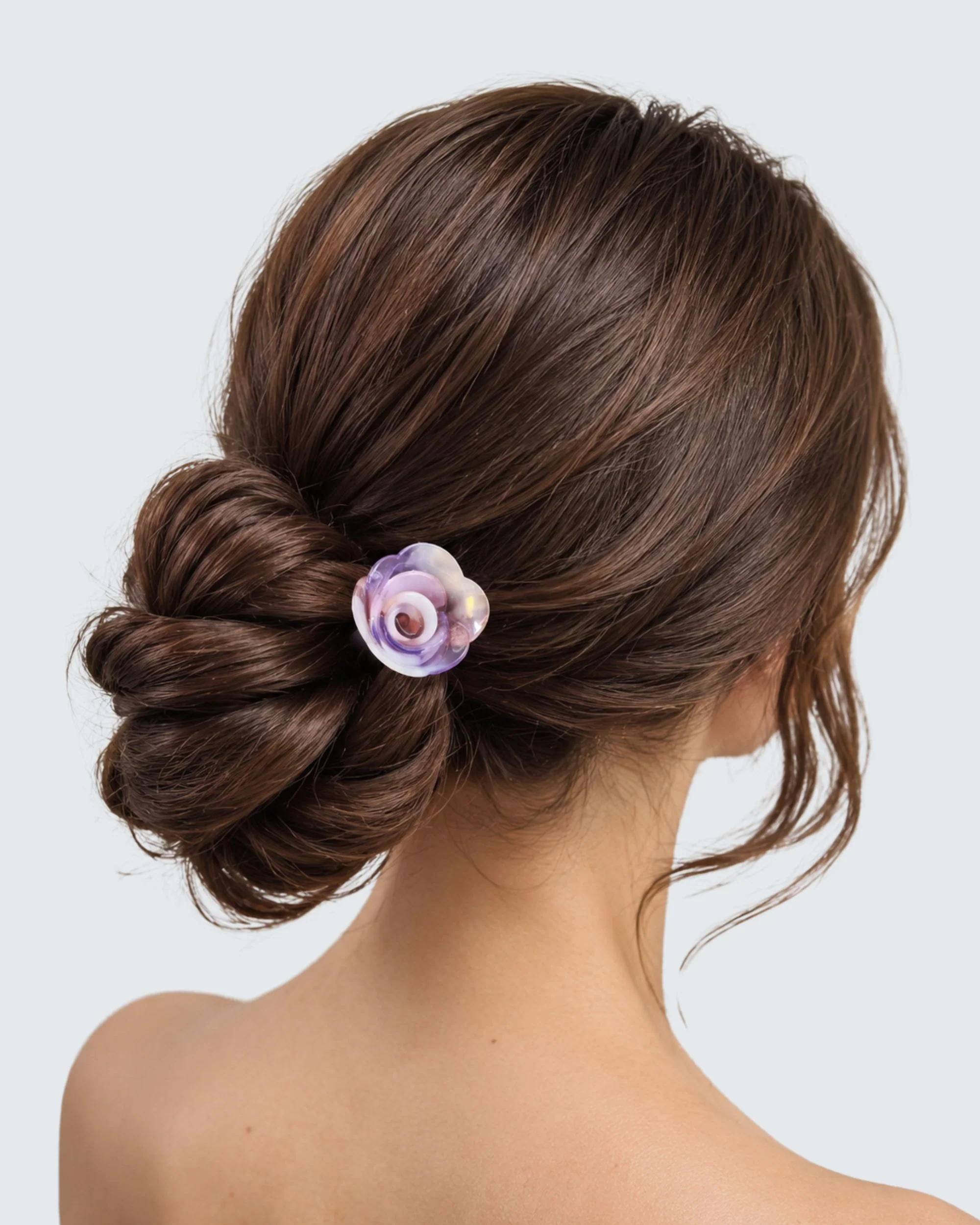 Flower Chopstick Hair Pin, Purple Shell - Image 3