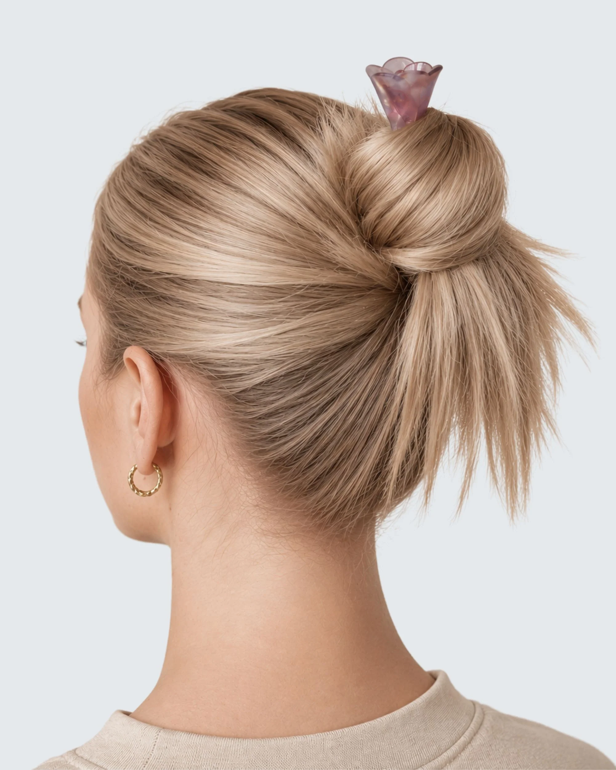 Flower Chopstick Hair Pin, Purple Shell - Image 5