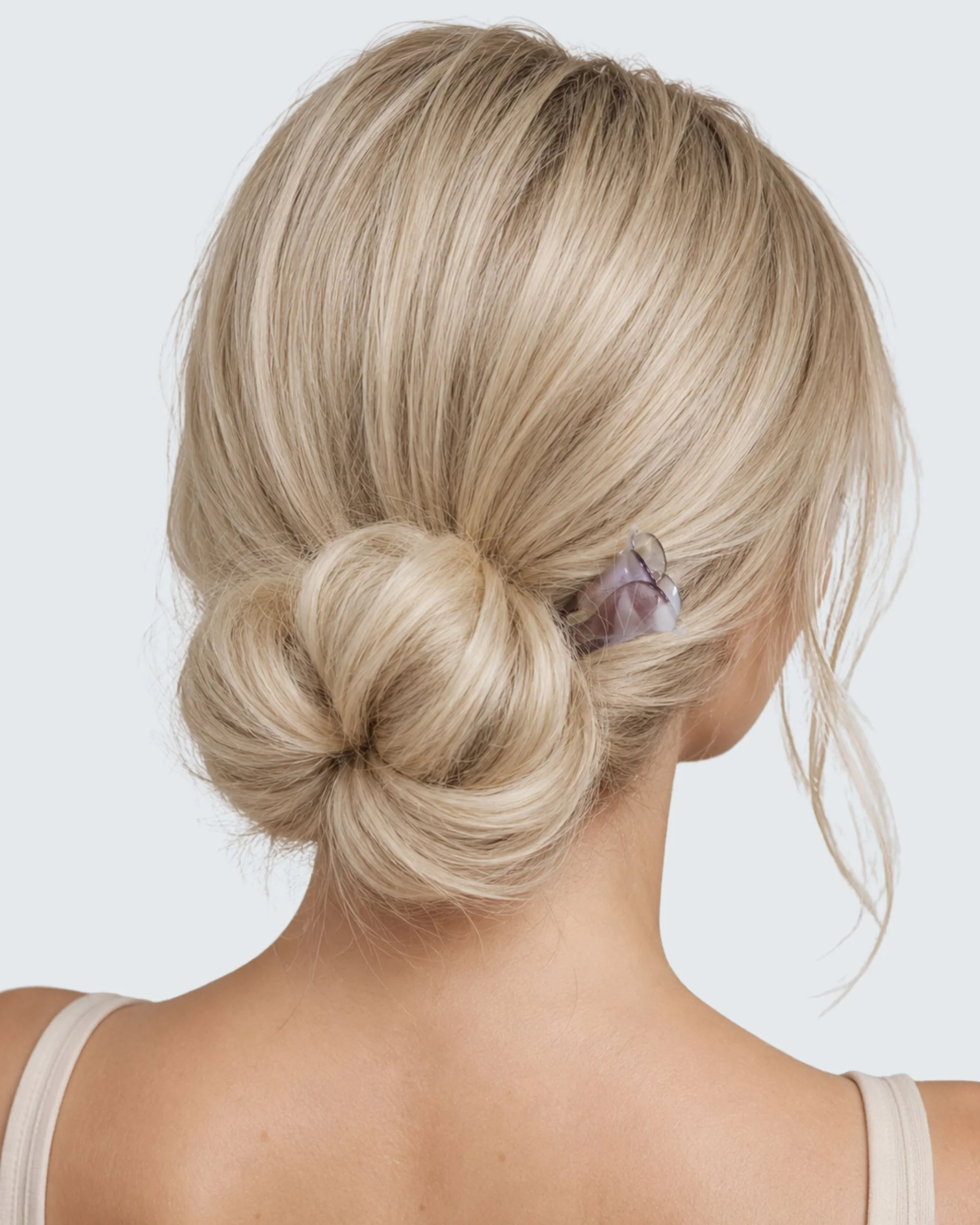 Flower Chopstick Hair Pin, Purple Shell - Image 7